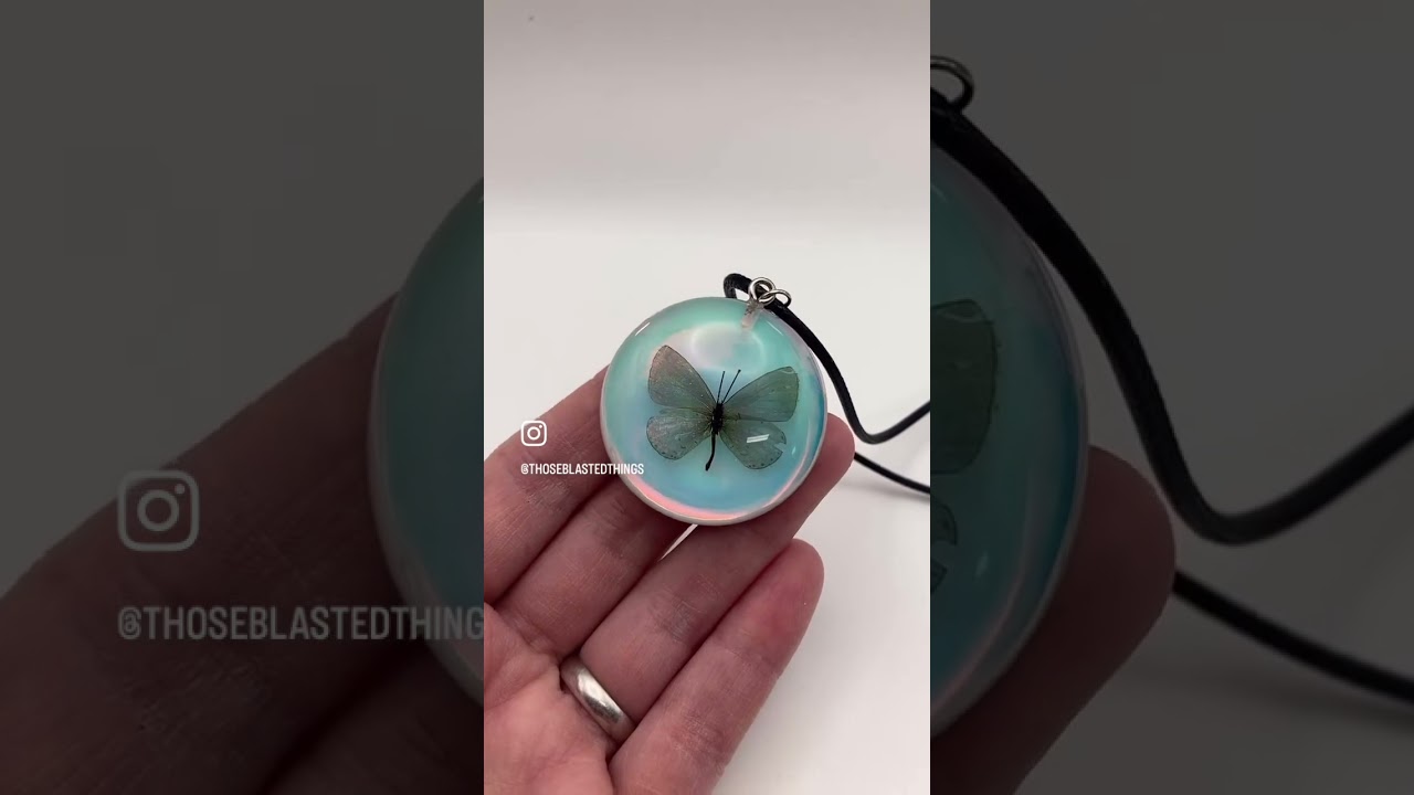 Holographic real butterfly pendant