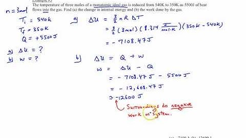 Chapter 15, Example #3 (Ideal monatomic gas & First Law)