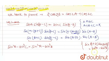 In a triangle ABC, if sin A sin(B-C)=sinC sin(A-B), then prove that cos 2A,cos2B and cos 2C are ...