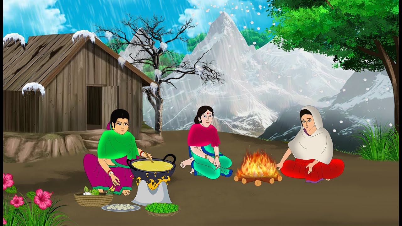 पहाड़ पर तीन बहनों का घर | Hindi Story | Hindi Kahaniya | Moral Stories | cartoon story