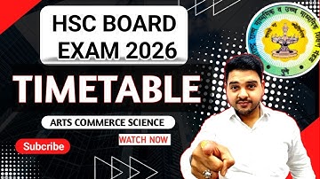 📝 HSC BOARD  EXAM TIMETABLE 2026 💥 Maharashtra 12th Board Exam Timetable Arts Commerce & Science 