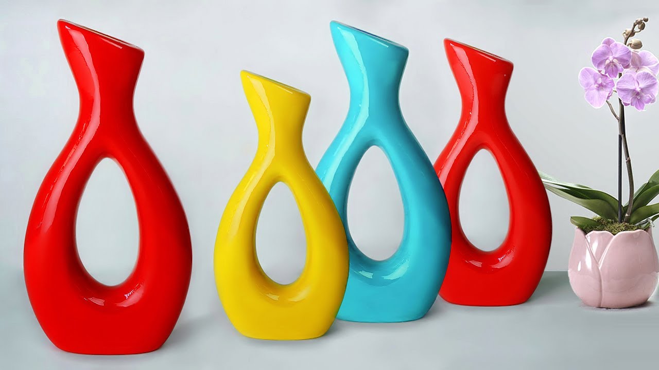 Easy Flower vase Making || Cement flower vase - Gypsum flower vase making