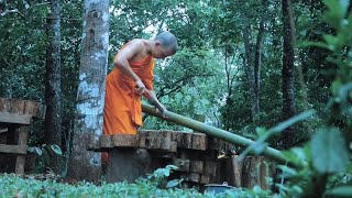 A Novice Monk Making Candles in the Forest