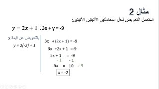 حل معادلتين آنيتين باستخدام التعويض