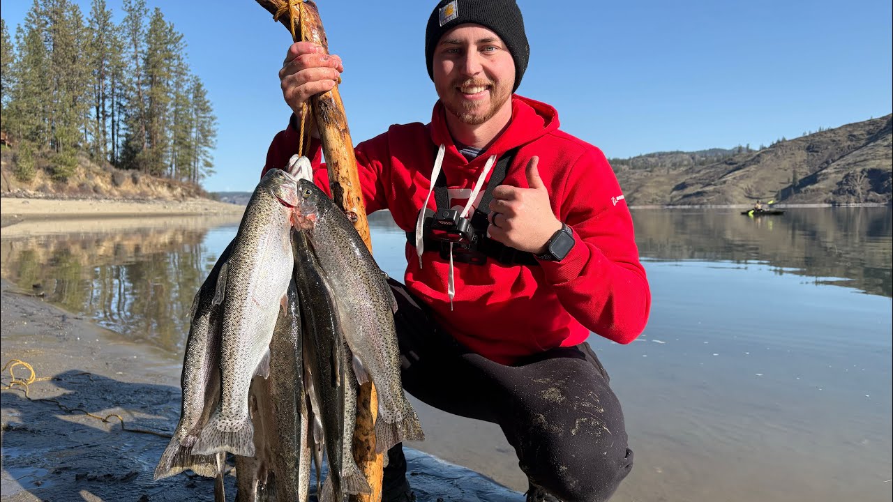 TROUT FISHING AT LAKE ROOSEVELT WASHINGTON (15 CATCH LIMIT BEFORE NOON)