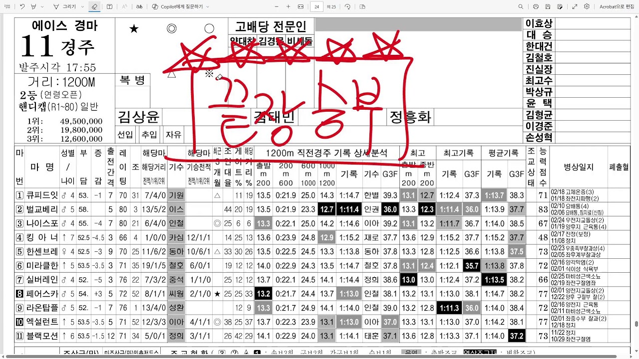 3월 7일 토요 경마 분석!