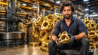 Amazing Golden Engine Parts Manufacturing Process | Satisfying Factory Work