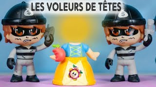 Video thumbnail of "Oh non! Mes PINYPON sans tête! PEPPA PIG et la bande de voleurs! Histoire avec des poupées et jouets"