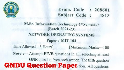 Gndu Msc Information Technology 1st Semester Network Operating Systems Question Paper