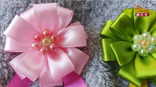 Easy and simple ribbon flower | Handmade brooch  Hanadiy