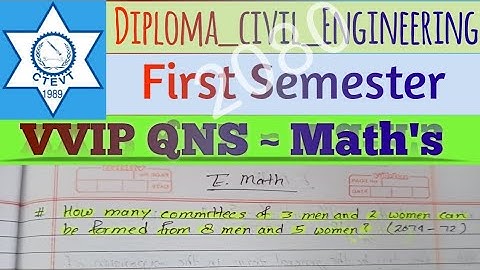 Diploma In Civil Engineering | Engineering Mathematics Model Qn For Exam | From Combination