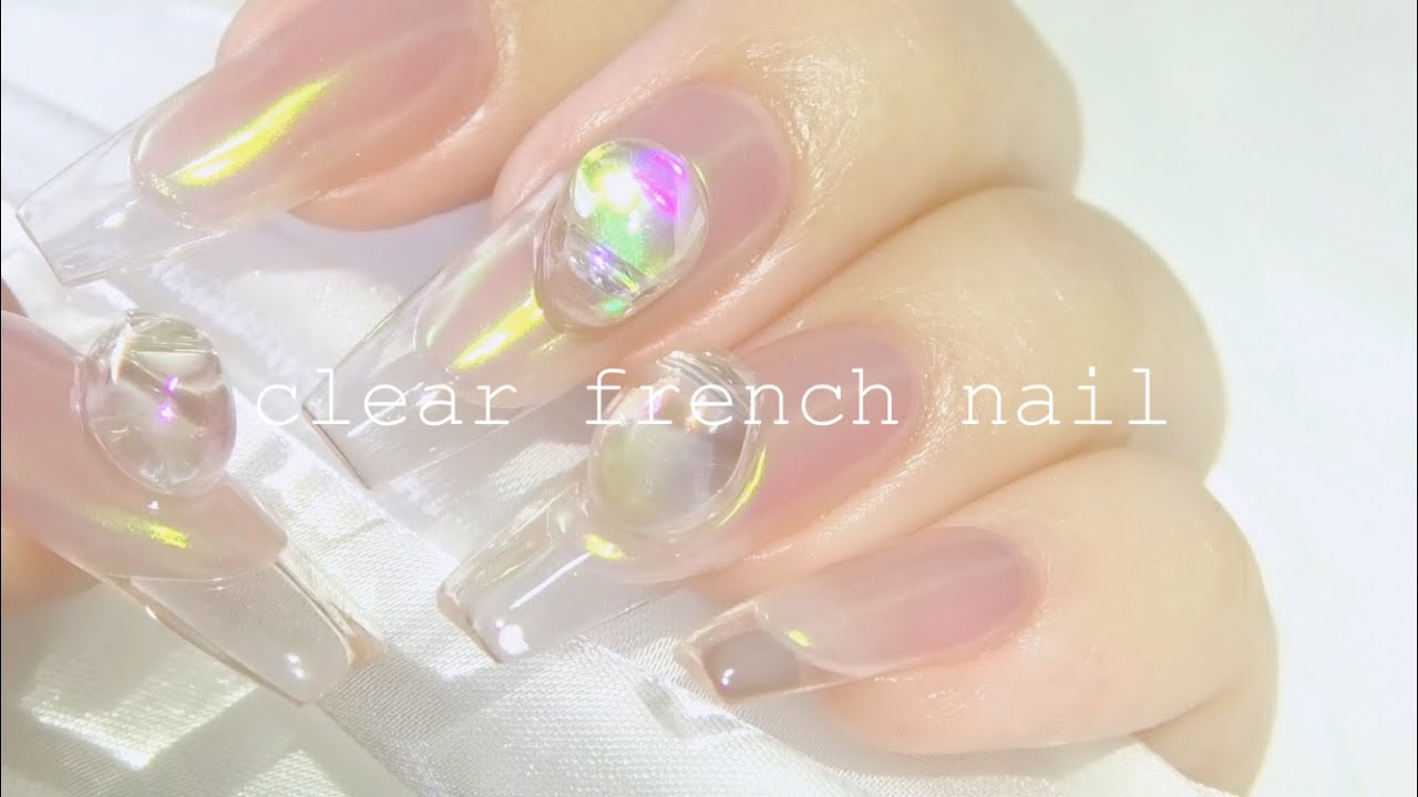 クリアフレンチネイル 夏セルフジェルネイル셀프네일 젤네일 네일디자인 Clear French Nail Youtube