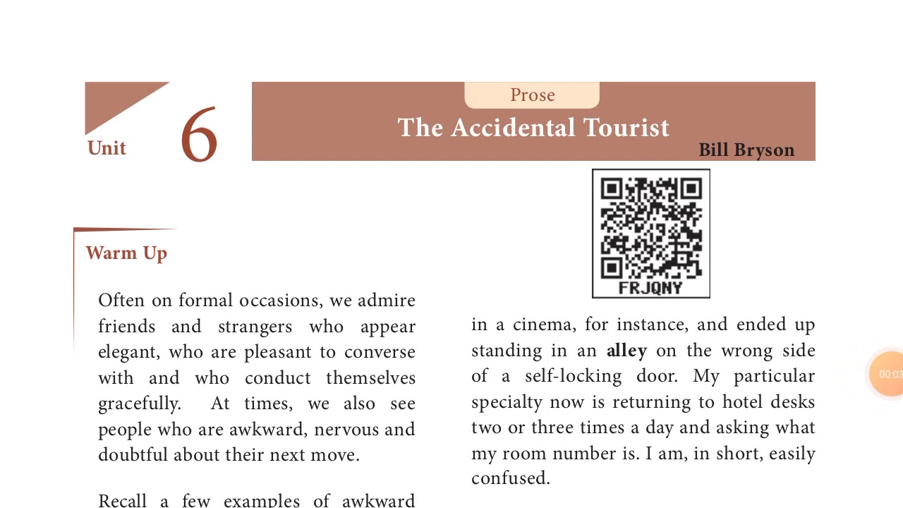 11th english the accidental tourist summary