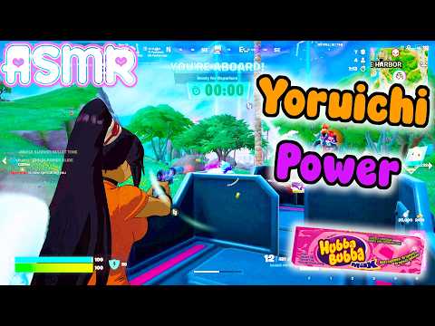 ASMR Gaming 🍀 Fortnite Battle Bus Victory Yoruichi Skin Whispers + Controller Sounds Gum Chewing 🎧