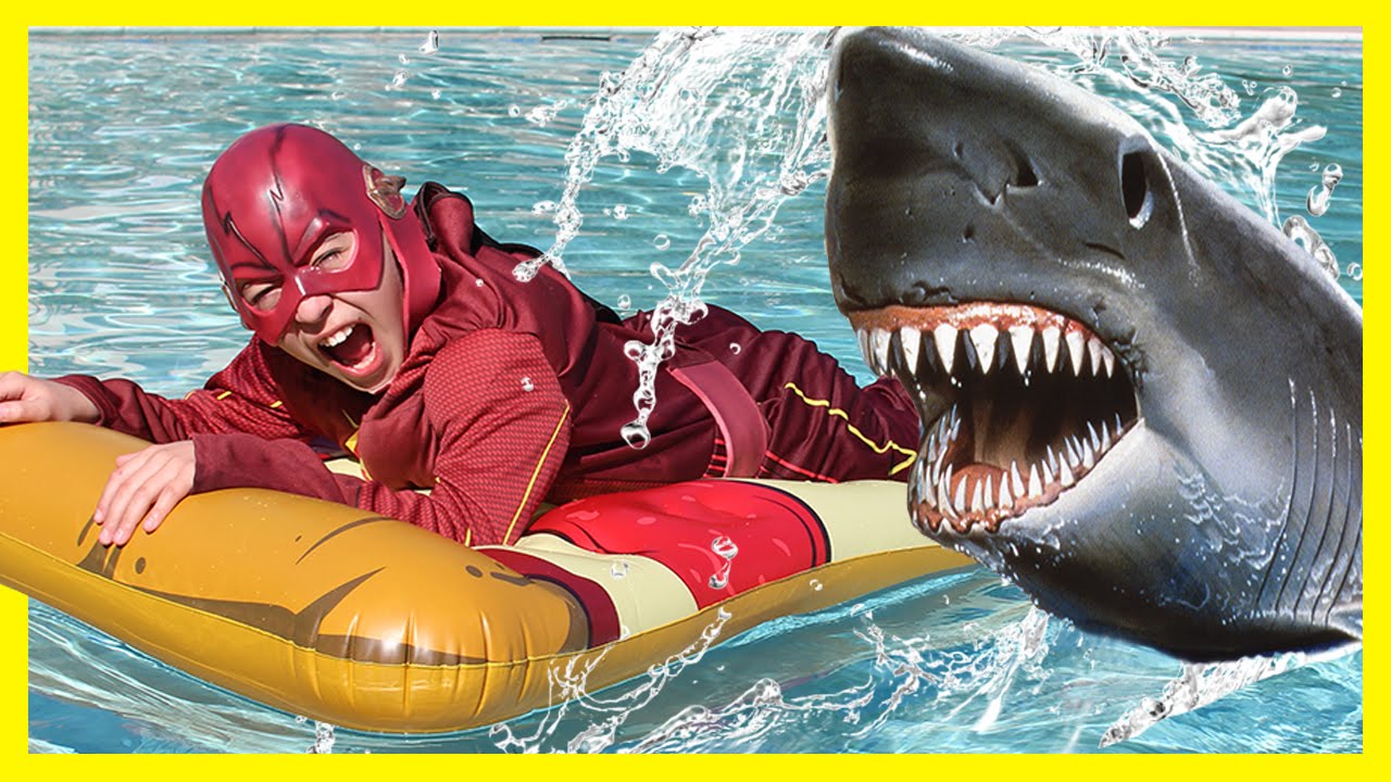 parody or satire THE FLASH vs SHARK ATTACK PRANK - Funny Superhero Movie in Real Life Batman