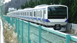 JR常磐線新型車両10(5+5)両編成E531系K481水カツ+E531系K480水カツが、神武寺駅横に停車中!