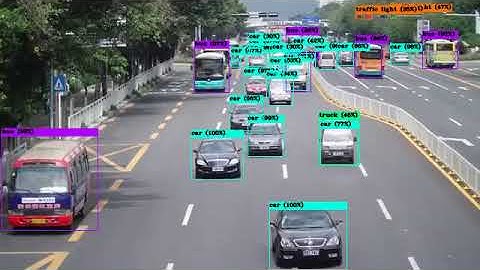 using Darknet(with YOLOV3 weights) to detect objects on highway
