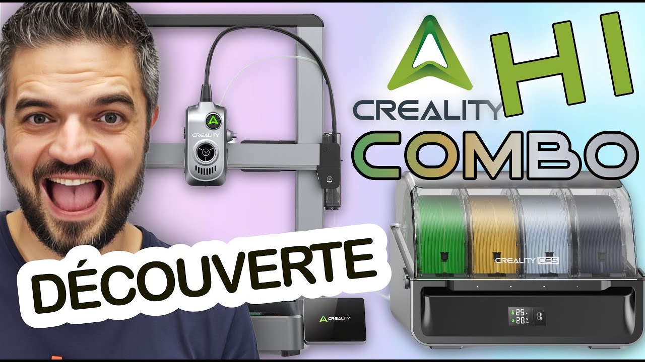 L'imprimante 3D Creality HI Combo, la révolution multicolore ? 1 Imprimante 3D Creality HI Combo avec son module multicolore CFS sur un bureau.