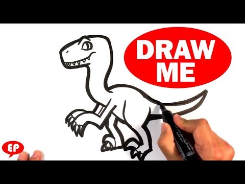 How To Draw Cute Velociraptor Jurassic World Easy Pictures To Draw Youtube
