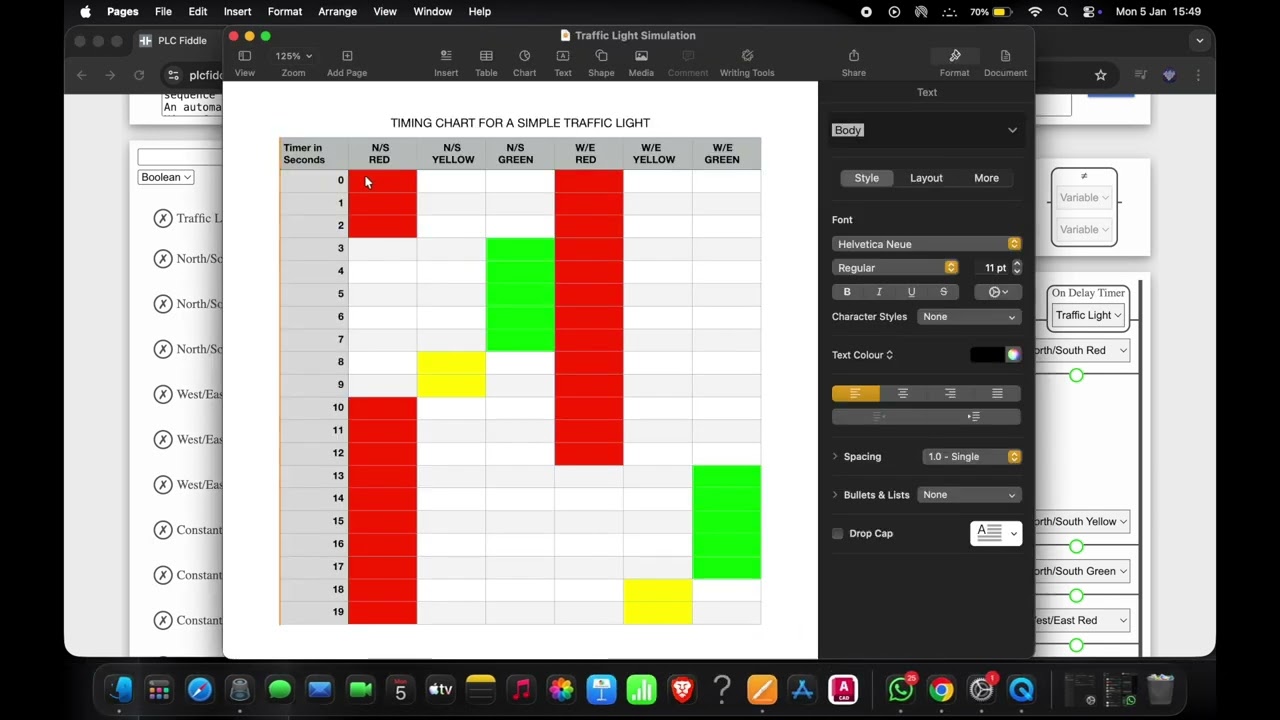 SIMULATION OF SIMPLE TRAFFIC LIGHT SOLUTION ON PLC FIDDLE
