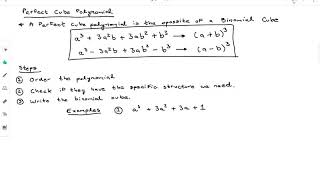 Math 1. Factoring Perfect Cube Polynomial