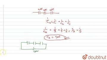 Three capacitors each of capacitane9 pF are connectedin series. (a) What is the total capacitanc...