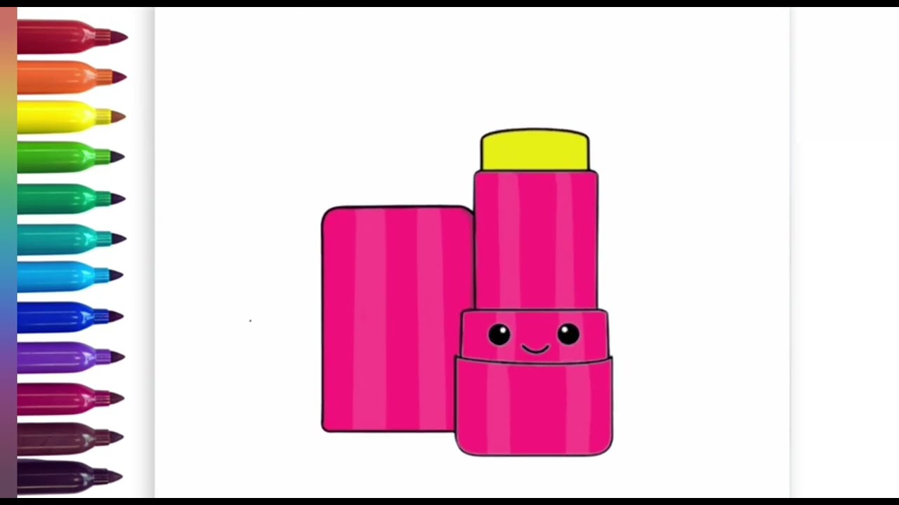 How to draw lipstick 💄 / easy step by step drawing colouring for kids / 