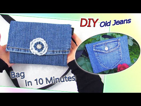 DIY Cute Jeans Bag Purse In 10 Minutes - How To Make Phone Case No Sew ...