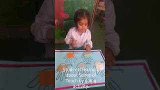 Students learning Sense of Touch through activity. #activity #school #kids #girl #sense #touch