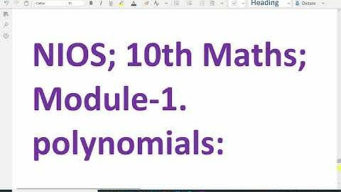 NIOS 10th Std Mathematics: - ( Module 1, Algebraic expression and polynomials ) - 14.