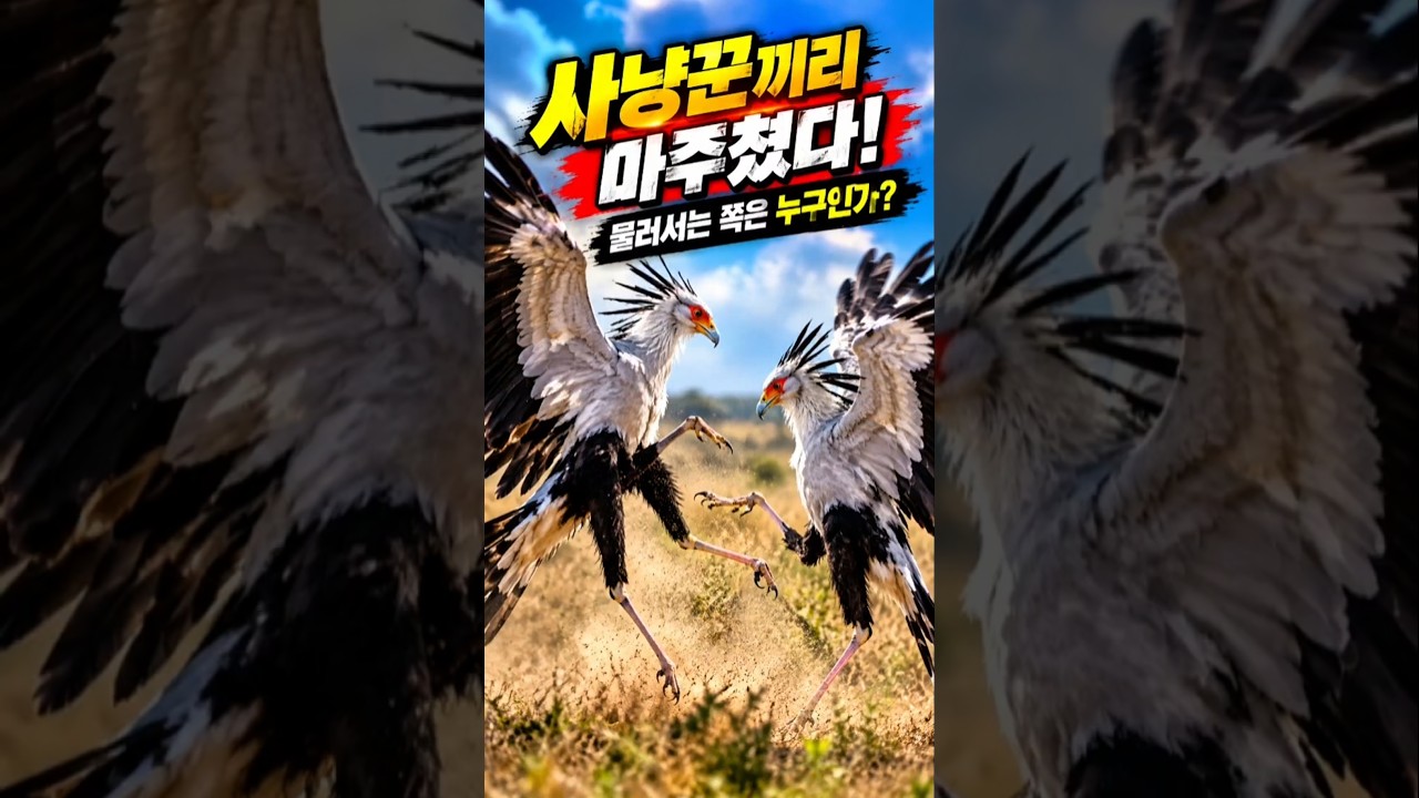 사냥꾼끼리 마주쳤다! 결국 먼저 물러선 쪽은 누구인가? Two Secretary Birds Face Off… Who Backs Down First?