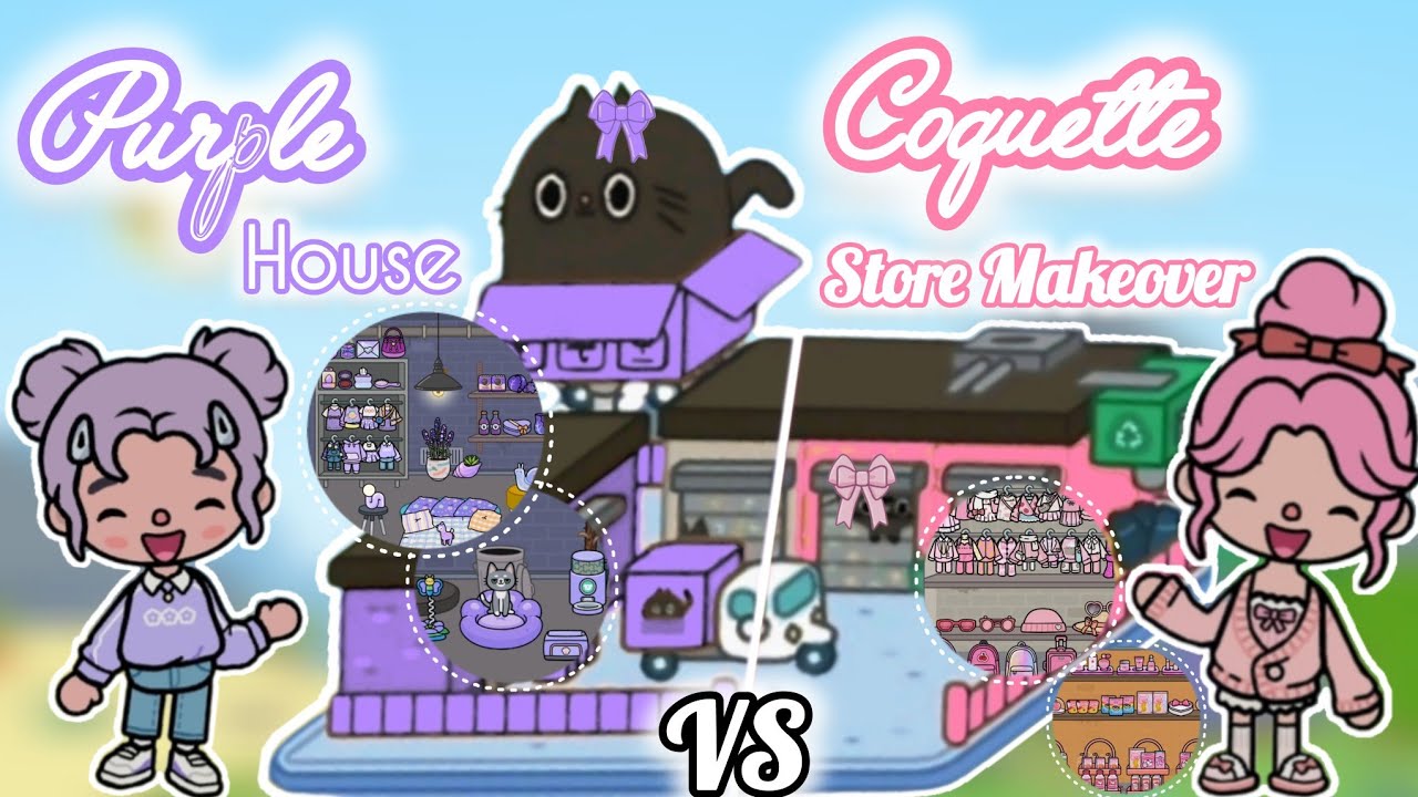 Purple House VS Coquette Store Makeover ✨ ( Storage Area ) Toca Boca World / Toca Gris