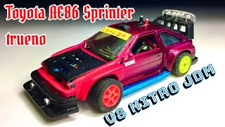 Toyota AE86 Sprinter Trueno [ Custom scarlette  V8 Nitro JDM ] Hot Wheels.
