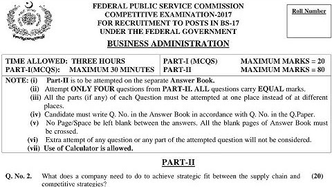 CSS PAST PAPERS - 2017 - BUSINESS ADMINISTRATION  (GROUP 3)