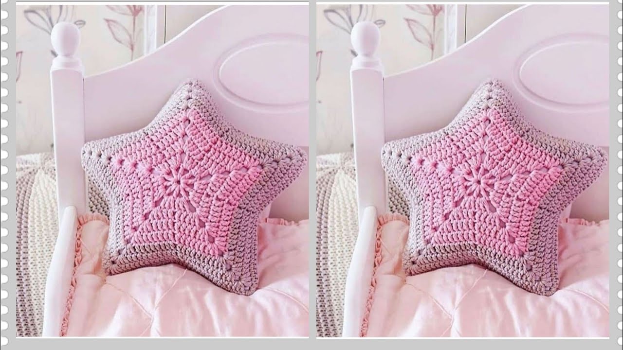531 #وسادة،خدادية كروشية على شكل نجمة للمبتدئين كوشيات