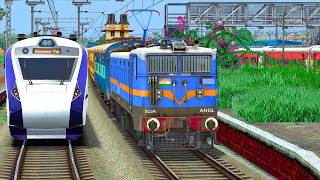 LHB TRAIN VANDE BHARAT CROSSING ICF TRAIN | BUMPY RAILROAD | Train Simulator | Railwork | NTG GAMING