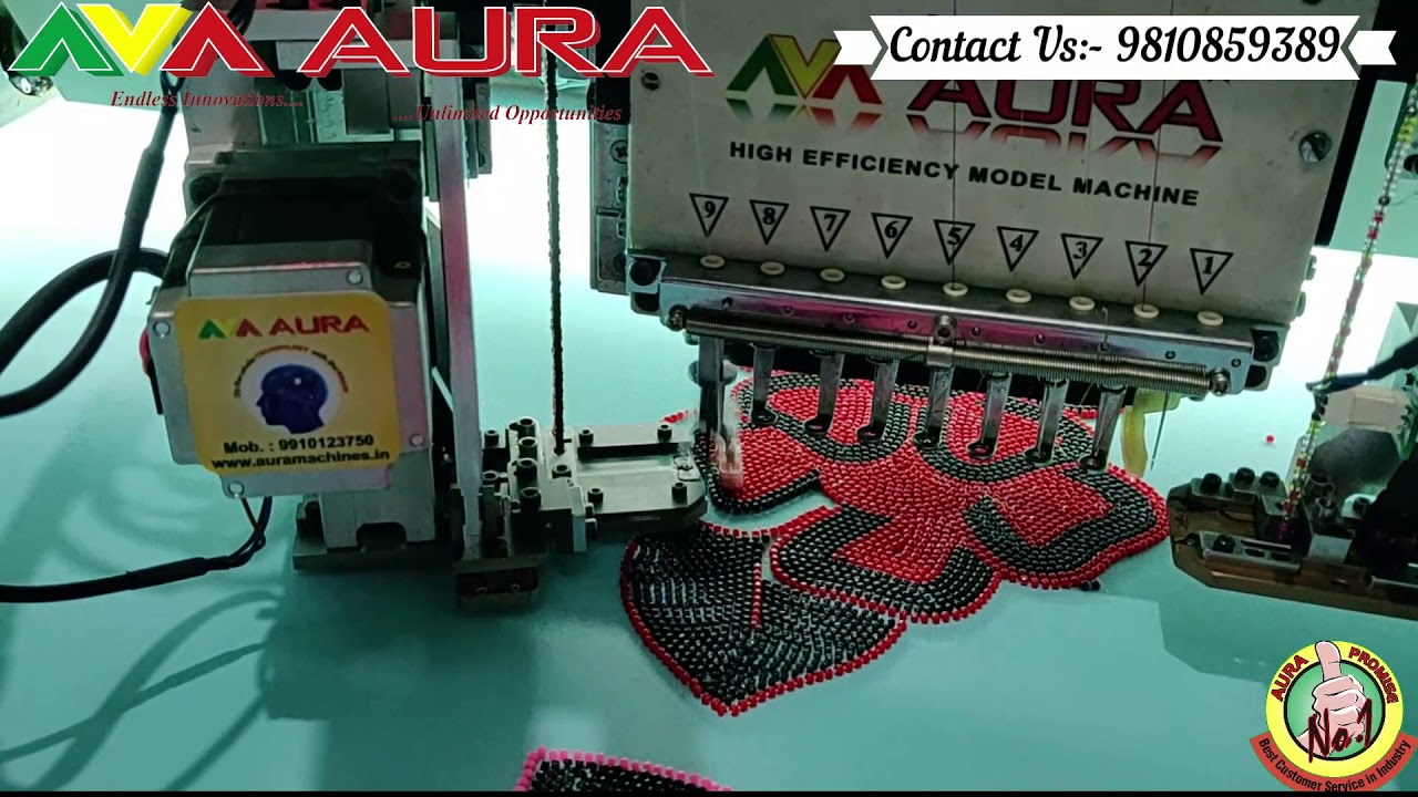 Computer Embroidery machine Beading with Bead Embroidery Device YouTube