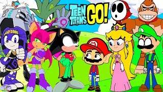 Teen Titans Go! vs. Sonic Mario Brothers and friends! Cartoon Character Swap - SETC