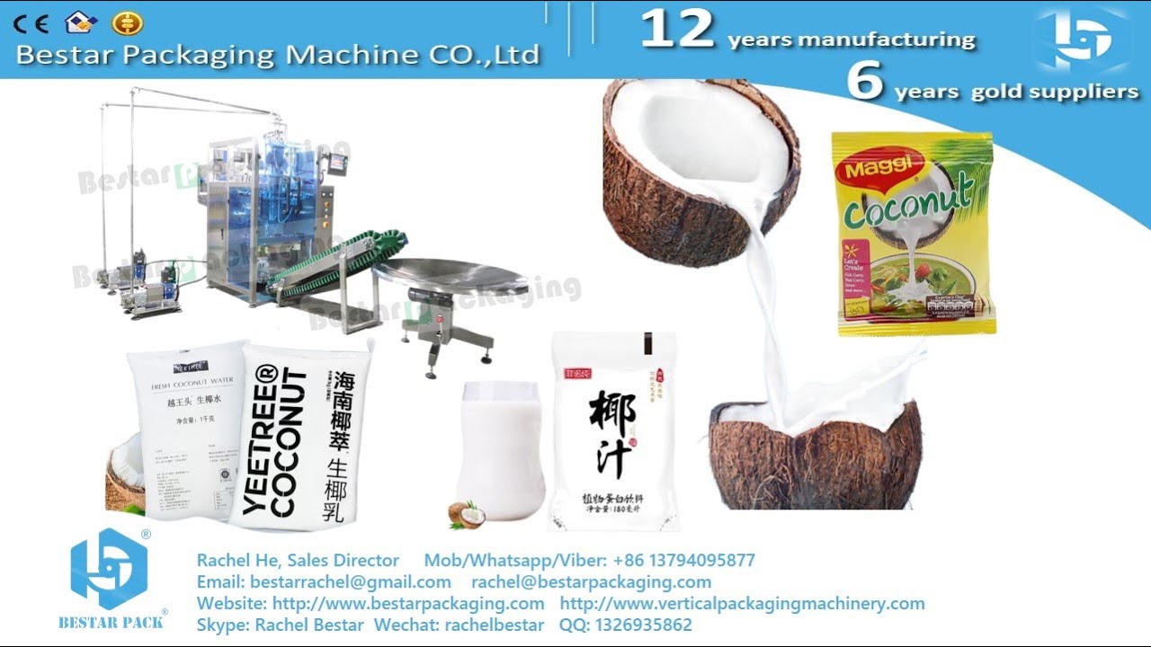 How to pack coconut milk 5kg plastic bag pouch