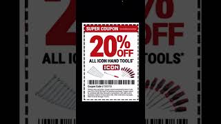 Secret Coupon @ Harbor Freight Icon 20% off #diy #tool #tooldeals #diycrafts #harborfreight #diytool