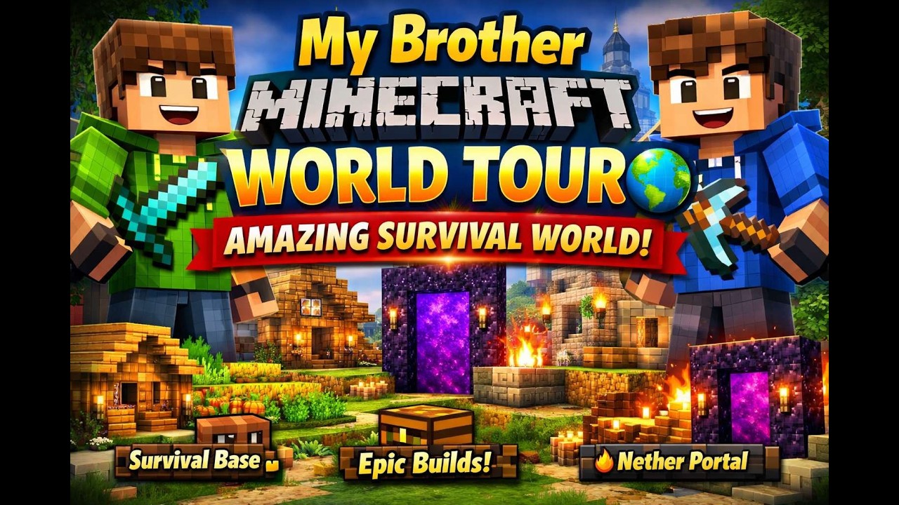 🔥 My Brother Minecraft World Tour | Amazing Survival World Tour 🌍 - YouTube
