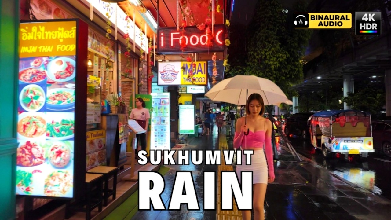 Bangkok, Thailand | Audio | Rain Walking Tour 4K
