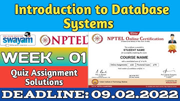 Introduction to Database Systems | NPTEL | Week1 | Assignment 1 Solution | Jan 2022