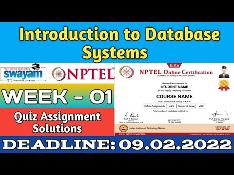 Introduction to Database Systems | NPTEL | Week1 | Assignment 1 Solution | Jan 2022