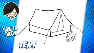 How to draw a Tent step by step