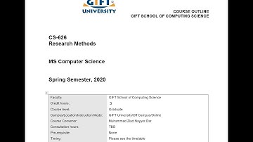 CS-626 Research Methods by Dr. Muhammad Ziad Nayyer (Lecture 1)