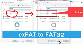 How to Convert exFAT to FAT32 USB on Windows | format exfat to fat32  AOMEI | TV Support