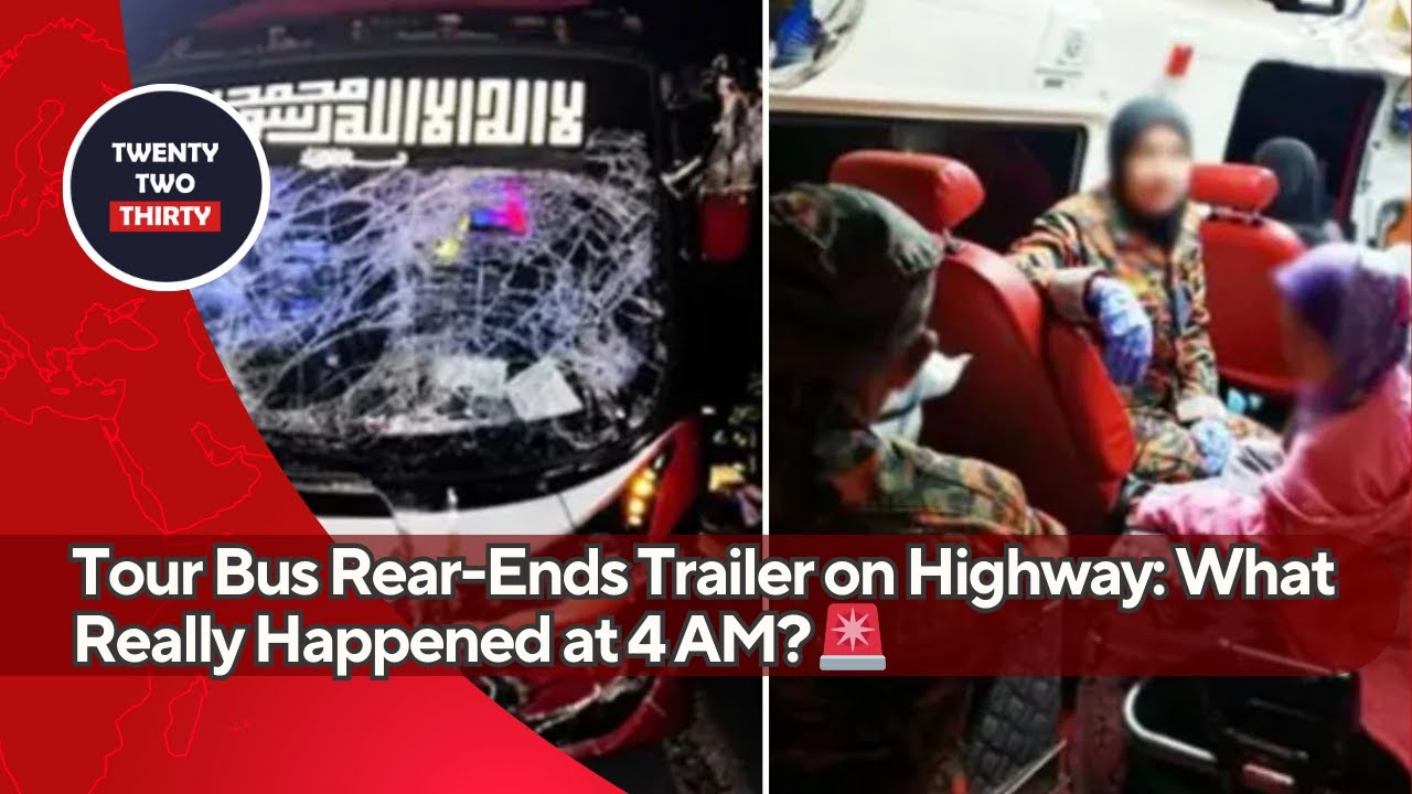 Tour Bus RearEnds Trailer on Highway What Really Happened at 4 AM? 🚨