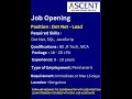 Job opening || Dot net Lead || Ascent Software Training Institute #job