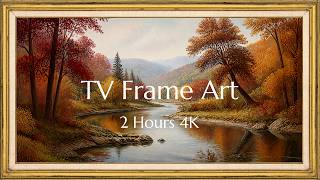 Autumn River Landscape 4K | TV Frame Art Screensaver | 2 Hour Fall Foliage Ambient TV Background screenshot 5